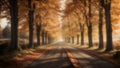 Golden Canopy Journey: Autumn Road Landscape
