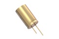Golden capacitor isolated on white background Royalty Free Stock Photo