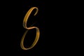 Golden capital letter S isolated on black.