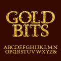 Golden capital letters incrusted small glittering fragments. Royalty Free Stock Photo