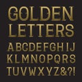 Golden capital letters with tendrils. Luxury font for rich design. Isolated latin alphabet. Royalty Free Stock Photo