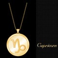 Golden Capricorn Pendant Necklace Royalty Free Stock Photo