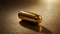 Golden Capsule On Reflective Surface
