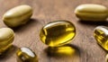 Golden capsules, a symbol of health and wellness