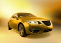Golden car in motion Royalty Free Stock Photo
