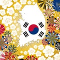 Golden card with South Korea map