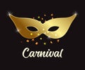 Golden carnival mask on black background Royalty Free Stock Photo