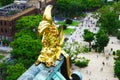 Golden carp statue on the roof of the Osaka Castle