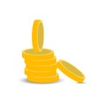 Golden cartoon coins stack vector.