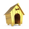 Golden Cartoon Dog House. 3d Rendering Royalty Free Stock Photo