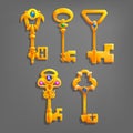 Golden cartoon keys.