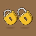 golden cartoon padlock