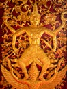 Golden Carved Wood, Indra Stepped on Garuda