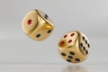 Golden Casino dices on white background.3D illustration