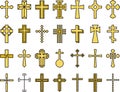 Golden Catholic cross icons Royalty Free Stock Photo