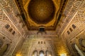 The golden ceiling in the Royal Alcazar of Seville, Spain