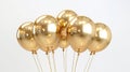 Golden Celebration: Helium Balloon Soars for Birthday Party and Festivities on Isolated White Background Royalty Free Stock Photo
