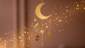 Golden Celestial Mobile with Moon and Stars Royalty Free Stock Photo