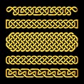 Golden celtic knots vector borders set