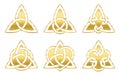 Golden Celtic Triangle Knots Symbols Royalty Free Stock Photo