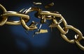 golden chain broken 3D illustration Royalty Free Stock Photo