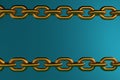 Golden chain frame. Turquoise background. Place for text. 3D render Royalty Free Stock Photo