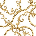 Golden chain glamour baroque style seamless pattern background Royalty Free Stock Photo