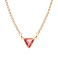 Golden chain necklace with triangle ruby pendant Royalty Free Stock Photo