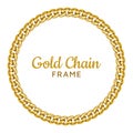 Golden chain round border frame. Seamless wreath circle shape.