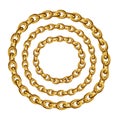 Golden Chain Round Border Frame. Wreath Gold Circle Shape. Jewellry Bracelet. Royalty Free Stock Photo