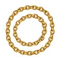 Golden Chain Round Border Frame. Wreath Gold Circle Shape. Jewellry Bracelet. Royalty Free Stock Photo