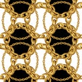 Golden Chain Seamless Pattern. Gold Chain. Jewellery Accessory.