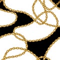 Golden Chain Seamless Pattern. Gold Chain. Jewellery Accessory.
