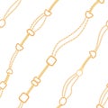 Golden Chains Fashion Seamless Pattern. Fabric Background with Gold Chain. Luxury Design with Jewelry Elements Textile Royalty Free Stock Photo