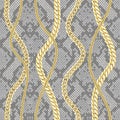 Golden Chains Seamless Pattern on Snake Background.
