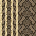 Golden Chains Seamless Pattern on Snake Background.