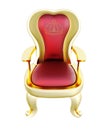 Golden chair isolated on white background. 3d render image