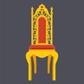 Golden chair. majestic throne. Flat object vector