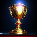 golden chalice on a red background. 3d rendering AI Generated