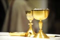 Golden chalices. Royalty Free Stock Photo