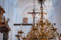 Elegant Golden Chandelier Inside a Gothic Church, Either Copenhagen or Malmo