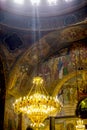 Golden chandelier inside the cathedral