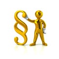 Golden character man holding paragraph symbol Royalty Free Stock Photo