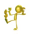 Golden character with rupees, dollar and pound sign Royalty Free Stock Photo