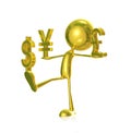 Golden character with yan dollar and pound sign Royalty Free Stock Photo