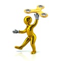 Golden character with yellow fidget spinner