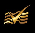 Golden Check Mark Logo Vector icon