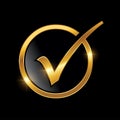 Golden Check Mark Vector Sign Royalty Free Stock Photo