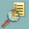 Golden Checklist Magnifying glass zoom Vector