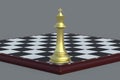 Golden chess figure king on chess board on gray background